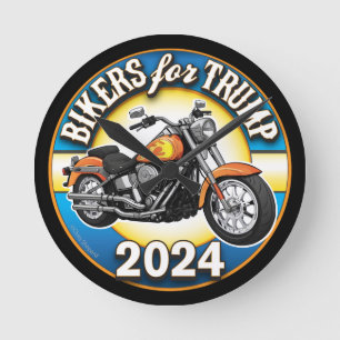 Bikers For Trump 2024 - Patriotic Cycling Round Clock