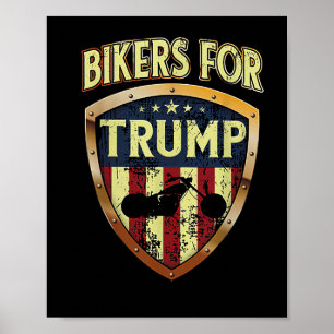 Bikers For Trump Funny Biker Gift Tee Poster