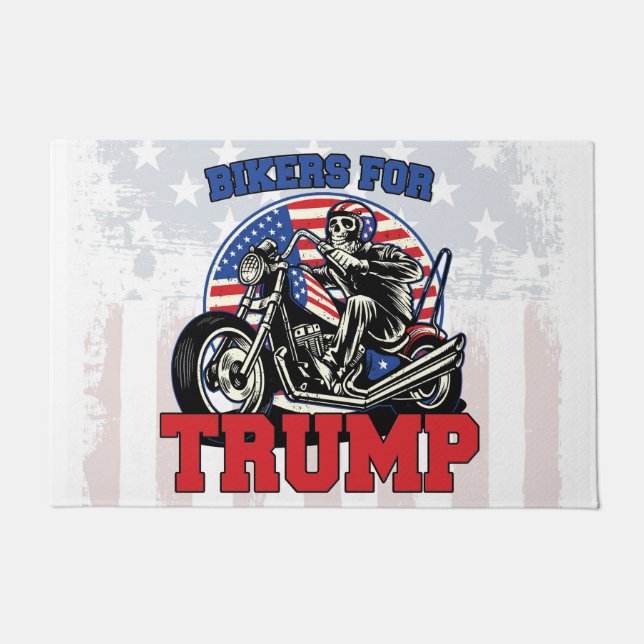 Bikers For TRUMP Patriotic President Motorcycle Doormat (Front)