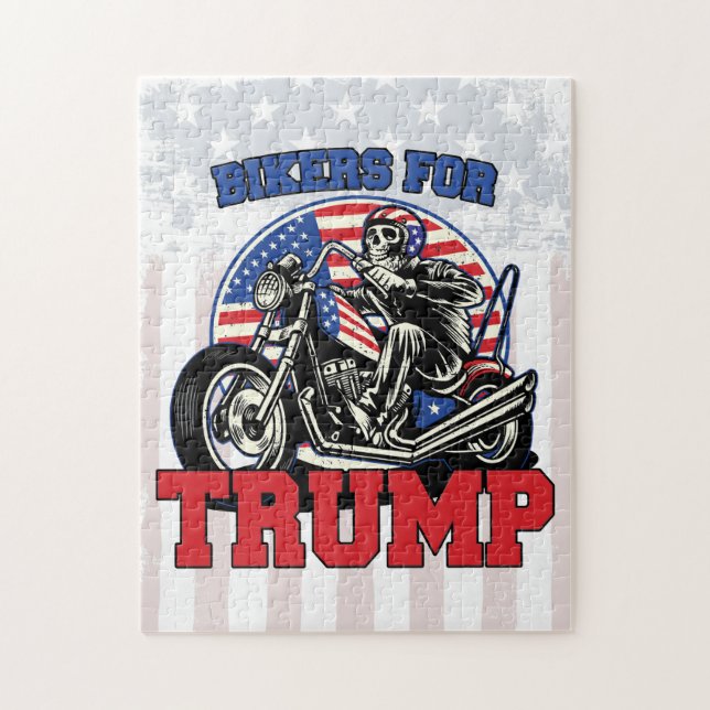Bikers For TRUMP Patriotic President Motorcycle Jigsaw Puzzle (Vertical)