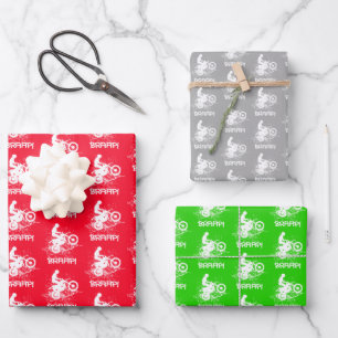 Bikers Motocross Dirt Bikers Mud Splats Pattern Wrapping Paper Sheet