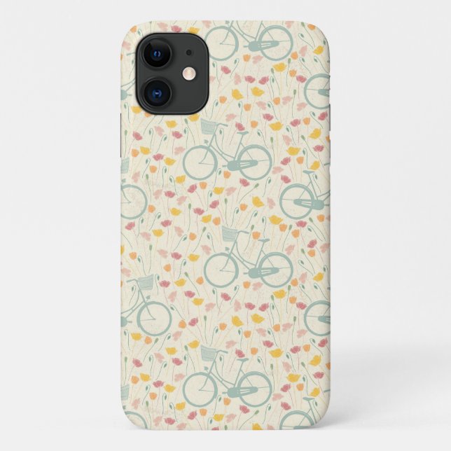 Bikes and Flowers Pattern Design Case-Mate iPhone Case (Back)