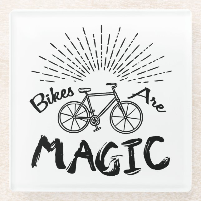 Bikes Are Magic Glass Coaster (Front)