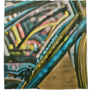 Bikes artwork shower curtain