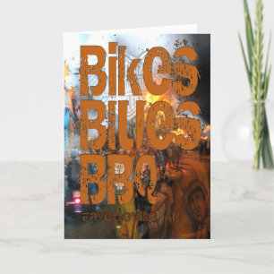 Bikes, Blues, BBQ Greetings Card