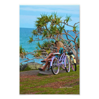 Bikes by the Ocean in Colour Photo Print