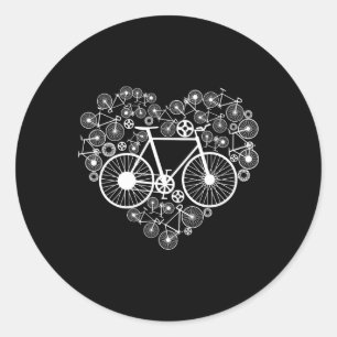 Bikes Heart Cute Mtb Road Race Riding Lover Funny  Classic Round Sticker