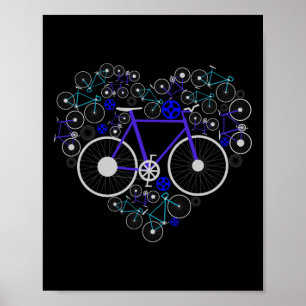 Bikes Heart Cute Mtb Road Race Riding Lover Funny  Poster