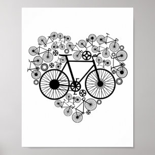 Bikes Heart Cute Mtb Road Race Riding Lover Funny Poster
