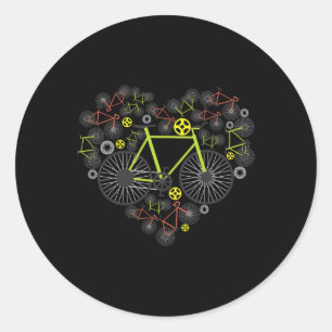 Bikes Heart Shirt Cute Mtb Road Race Riding Lover Classic Round Sticker