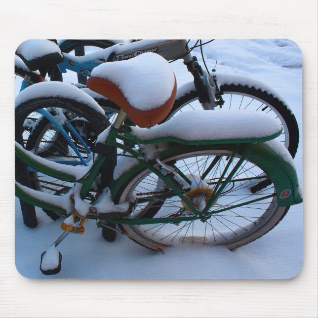 Bikes in the Snow Mouse Pad (Front)