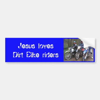 Bikes, Jesus loves Trail Bike riders Bumper Sticker