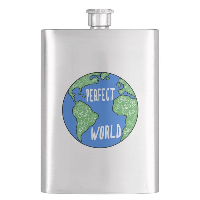 Bikes Make A Perfect World Hip Flask (Front)