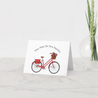 Bikes Make Life More Beautiful - Red Bike Thank You Card