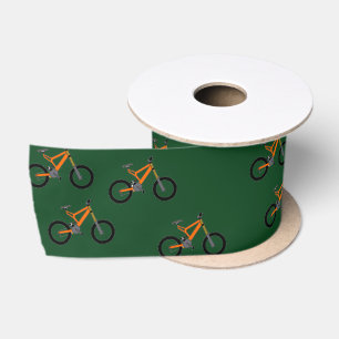 Bikes on green satin ribbon