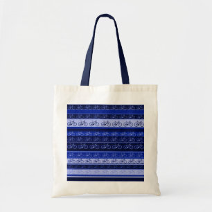 bikes on stripes tote bag