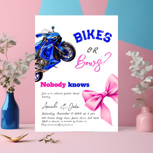 Bikes or Bows Blue or Pink Sport Gender Reveal Invitation