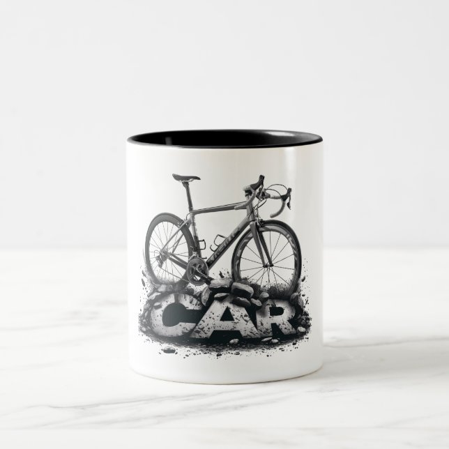 Bikes Over Cars Two-Tone Coffee Mug (Center)