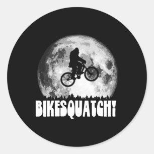 Bikesquatch! Mountain Biking Bigfoot Full Moon Tre Classic Round Sticker