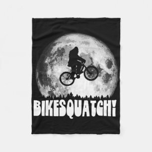 Bikesquatch! Mountain Biking Bigfoot Full Moon Tre Fleece Blanket