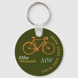 biking, a.bike on greenish keychain with name