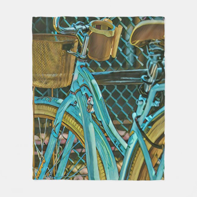 Biking Artwork Fleece Blanket (Front)