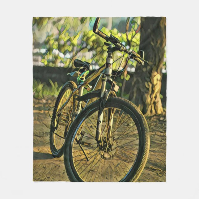 Biking Artwork Fleece Blanket (Front)