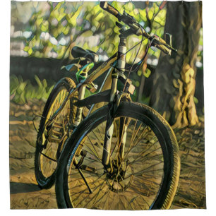 Biking Artwork Shower Curtain