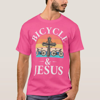 Biking Bike Bicycle And Jesus Christian T-Shirt