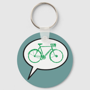 biking cartoon speech bubble key ring