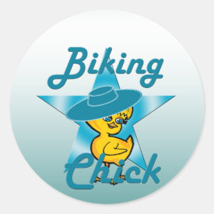 Biking Chick #7 Classic Round Sticker