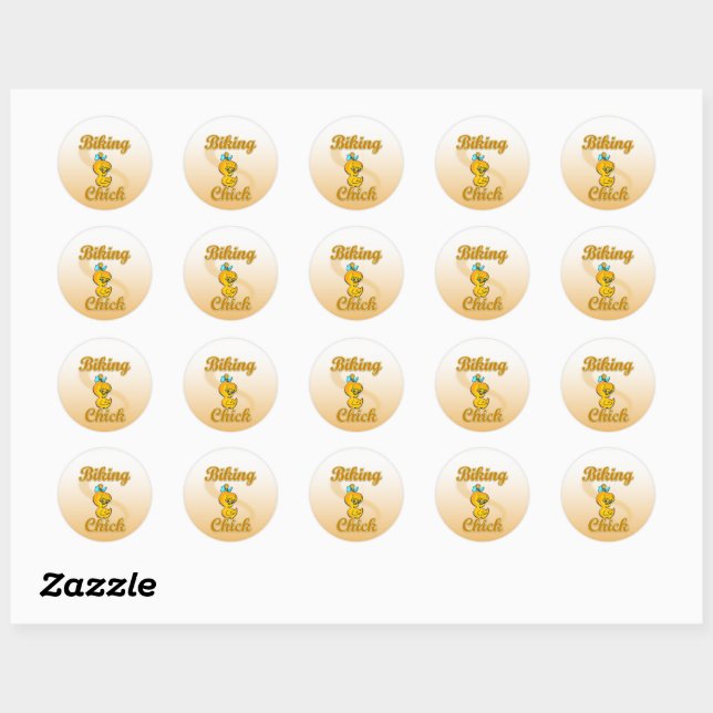Biking Chick Classic Round Sticker (Sheet)