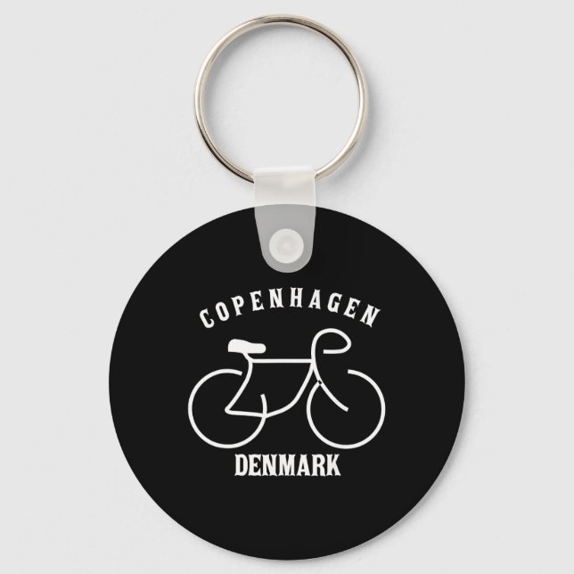 Biking Copenhagen Denmark Graphic  Key Ring (Front)