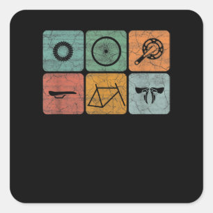 biking cycling bicycle parts cyclist gifts men square sticker