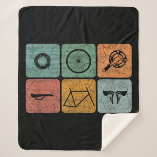 Biking Cycling Vintage Bicycle Parts Cyclist Gifts Sherpa Blanket