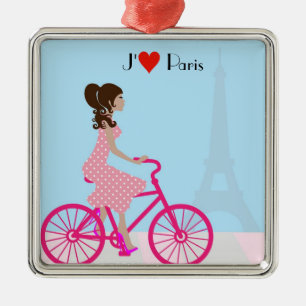 Biking in Paris Ornament