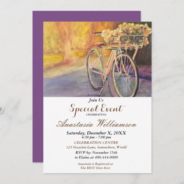 BIKING IN THE PARK PARTY EVENT INVITE (Front/Back)