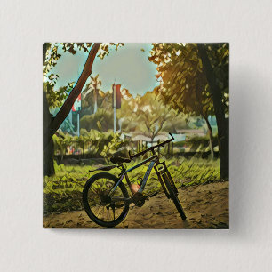 Biking Lover Gift Cycling Painting 15 Cm Square Badge