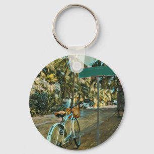 Biking Lover Gift Cycling Painting Key Ring