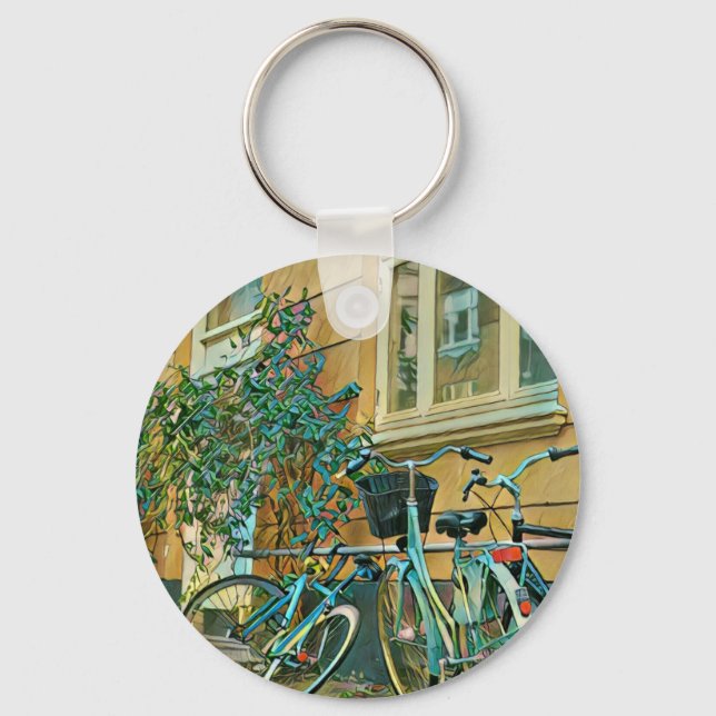 Biking Lover Gift | Cycling Painting Key Ring (Front)