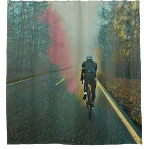 Biking Lover Gift Cycling Painting Shower Curtain