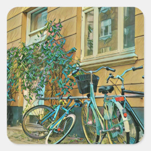 Biking Lover Gift Cycling Painting Square Sticker