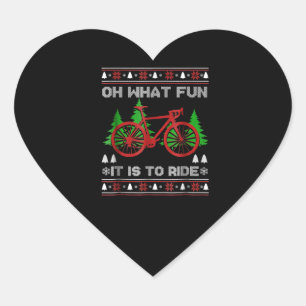 Biking Oh What Fun Bike Ugly Christmas Sweater Heart Sticker
