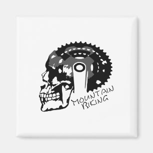 Biking Skull T Shirt Gears Bike Mountain Bike Magnet