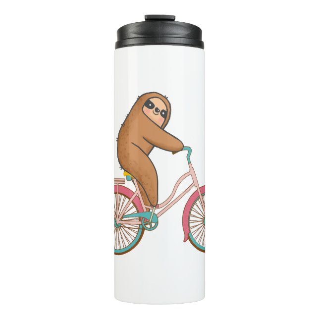 Biking Sloth - A Cute Sloth Riding On A Bicycle Thermal Tumbler (Front)