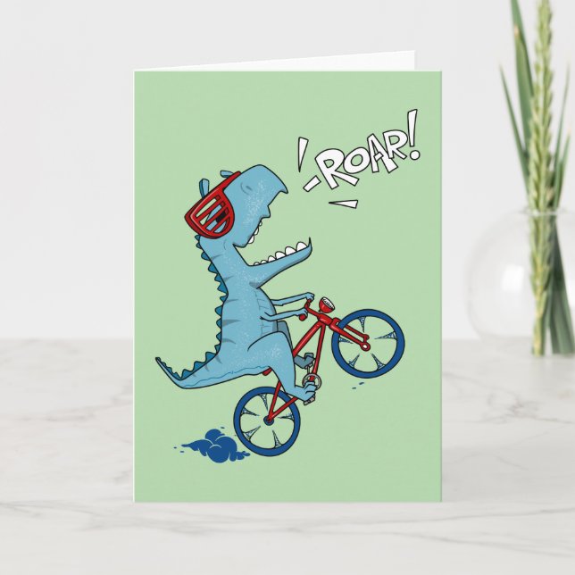 Biking T-Rex Roar Card (Front)