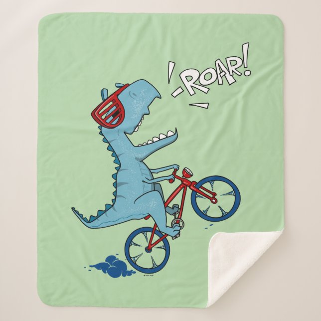 Biking T-Rex Roar Sherpa Blanket (Front)