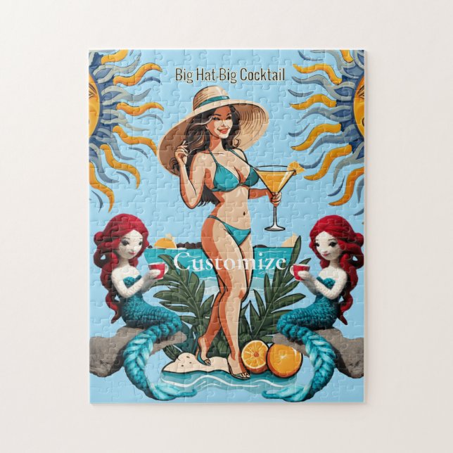 Bikini Babe Big Hat- Big Cocktail Thunder_Cove  Jigsaw Puzzle (Vertical)