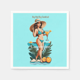 Bikini Babe Big Hat- Big Cocktail Thunder_Cove Napkin