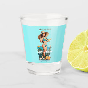 Bikini Babe Big Hat- Big Cocktail Thunder_Cove Shot Glass